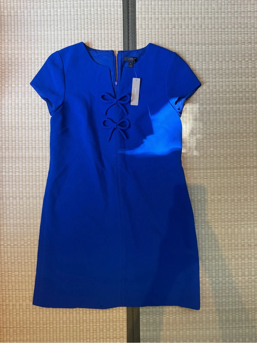 J. Crew Electric Blue Bow-Front Short Sleeve Tunic NEW WITH TAGS